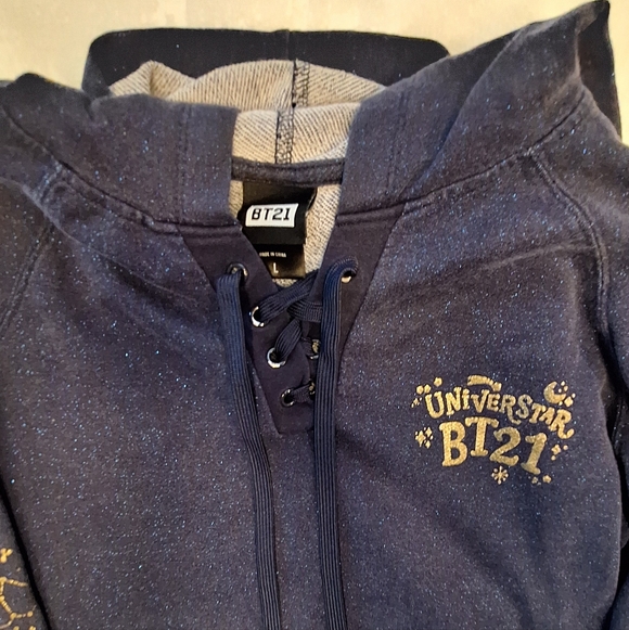BTS BT21 - Navy Blue Glitter Hoodie - Picture 6 of 13